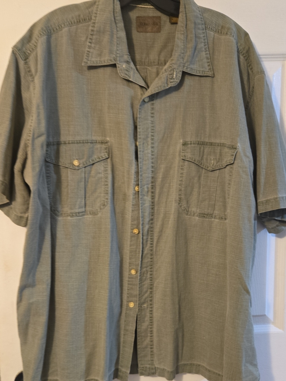 St. John's Bay Short-Sleeve Button-Down Shirt in Olive 100% Cotton
